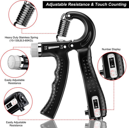 Adjustable Resistance Hand Gripper with Counter