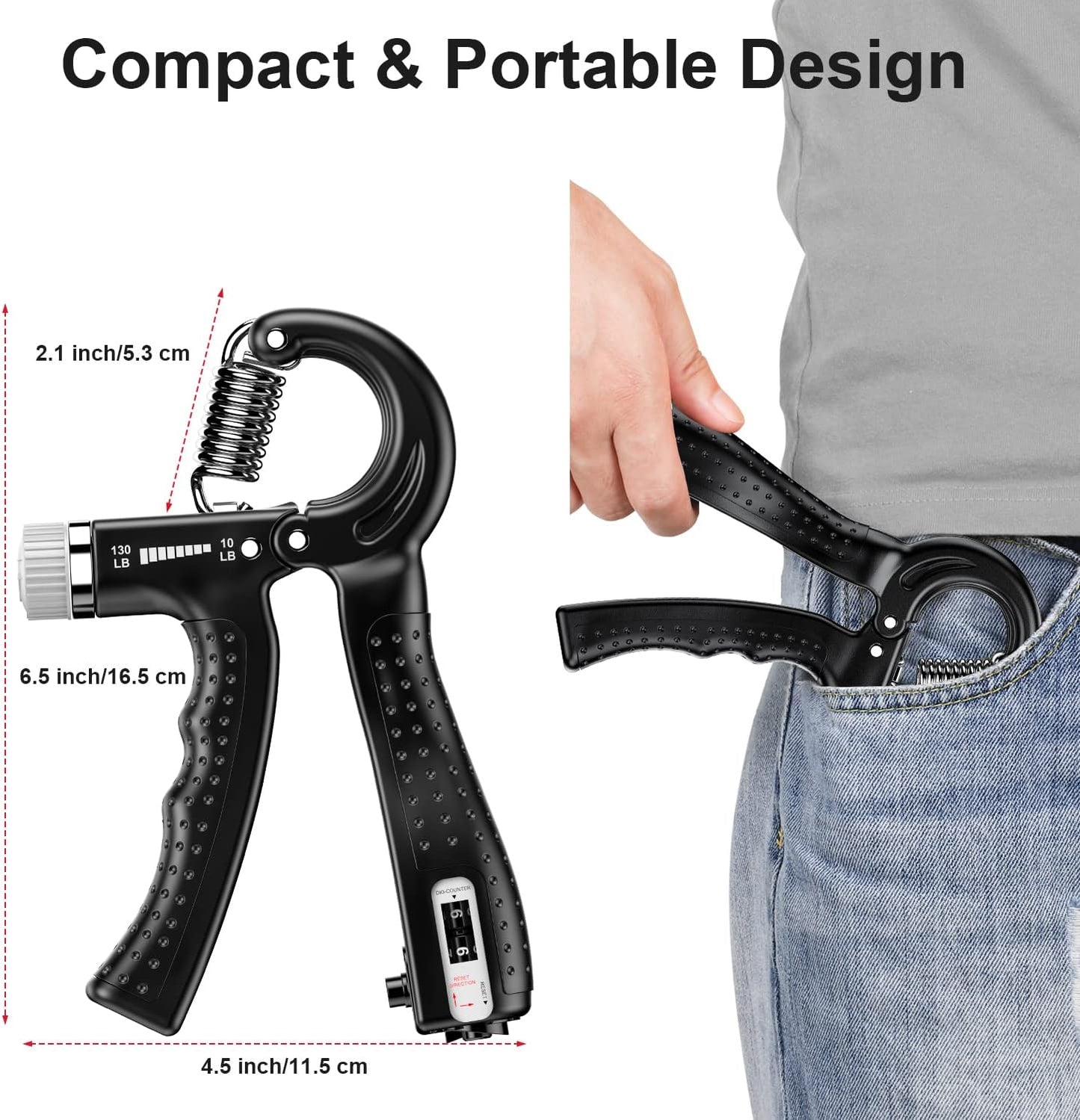 Adjustable Resistance Hand Gripper with Counter