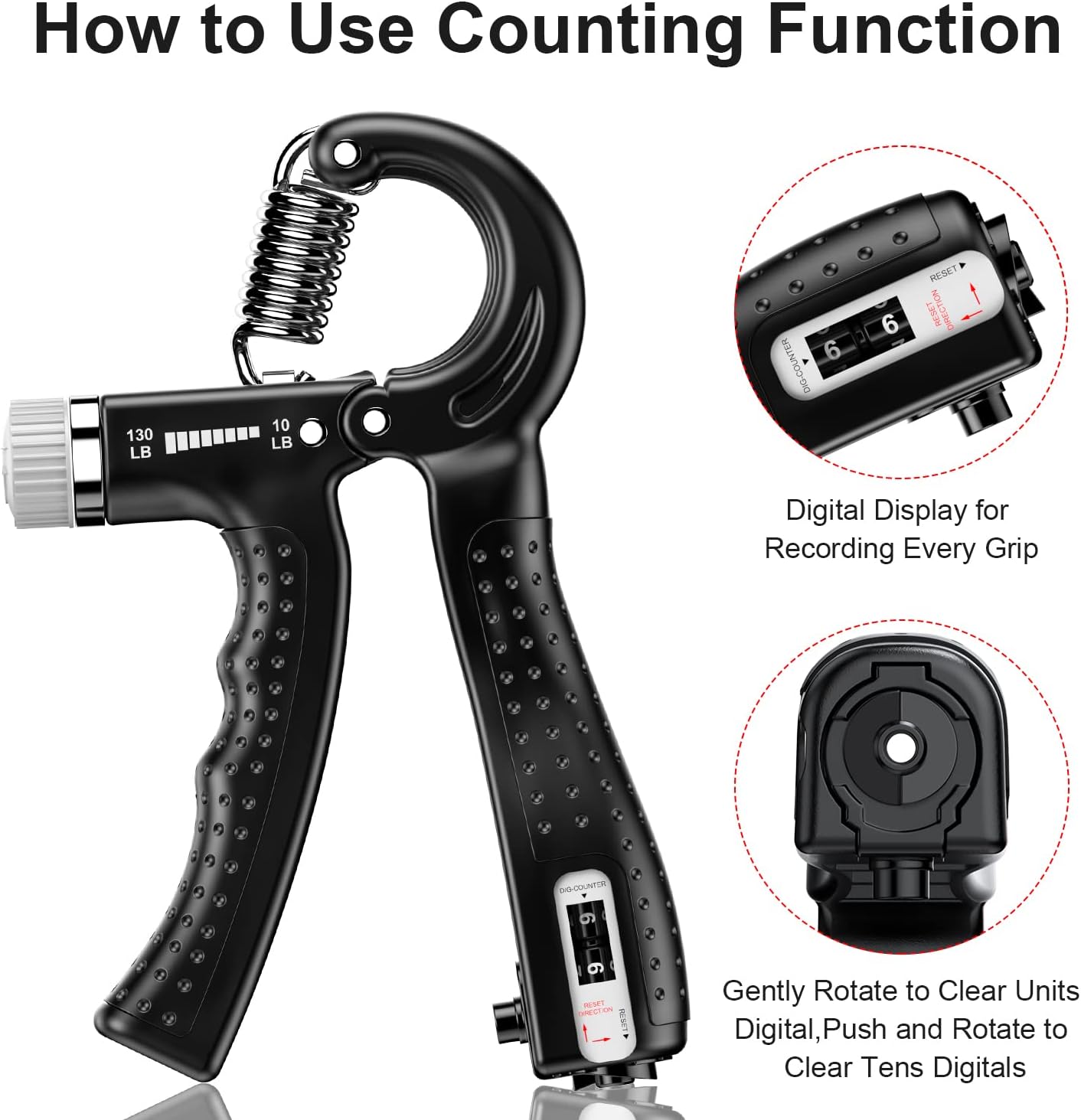 Adjustable Resistance Hand Gripper with Counter